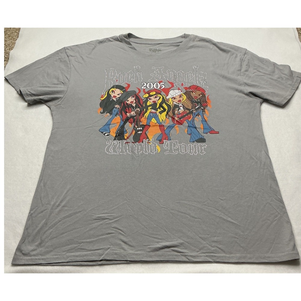 Bratz Rock Angelz 2005 World Tour Grey Graphic T-Shirt XL